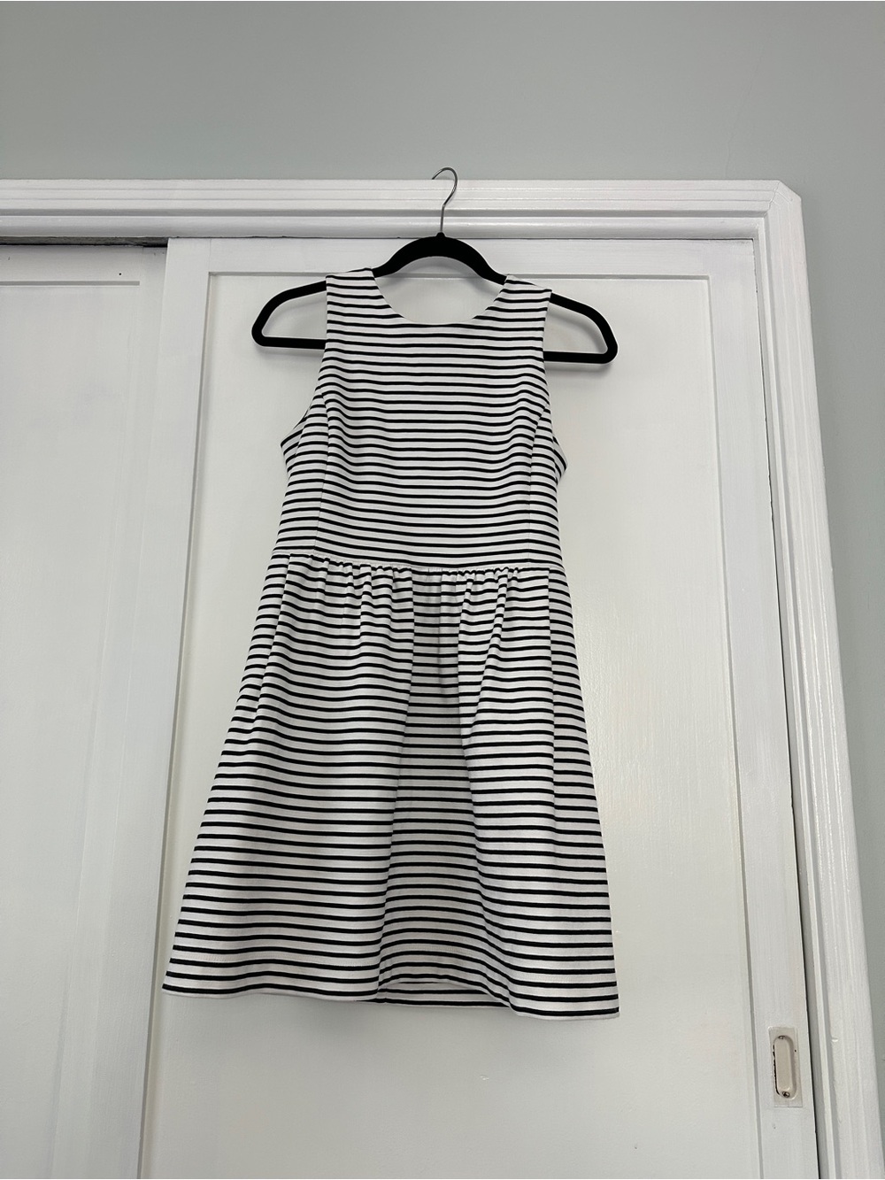 J. Crew Black and White Striped Sleeveless Dress
